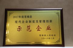 現(xiàn)代企業(yè)制度及管理創(chuàng)新示范企業(yè)2017